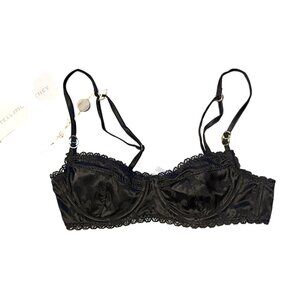 Stella McCartney Womens Black Gloria Sprinting Balconette Bra Lace Trim US 32B